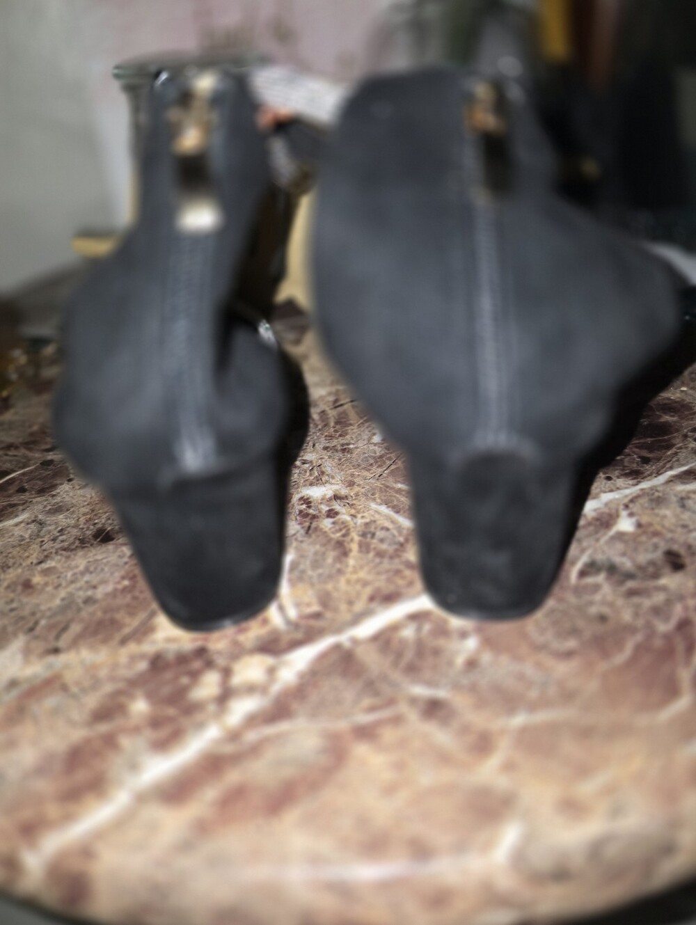 Black Sandal Heels with Silver Accent Ankle Strap - Picture 4 of 6